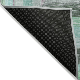Piper Looms Chantille Geometric ACN1957 Teal Machine Washable Area Rug Backing Image