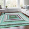 Piper Looms Chantille Geometric ACN1957 Teal Machine Washable Area Rug Lifestyle Image Feature