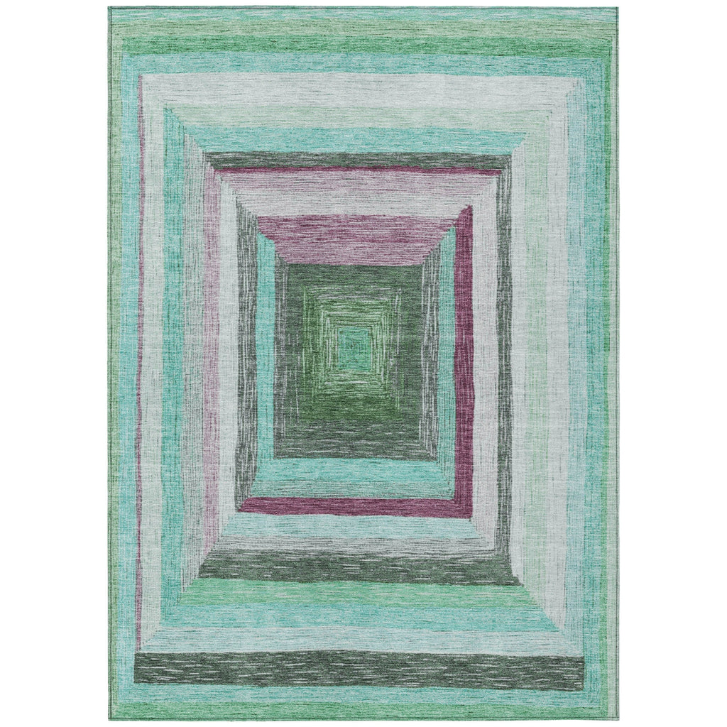 Piper Looms Chantille Geometric ACN1957 Teal Machine Washable Area Rug main image
