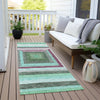 Piper Looms Chantille Geometric ACN1957 Teal Machine Washable Area Rug Runner Outdoor Lifestyle Image Feature