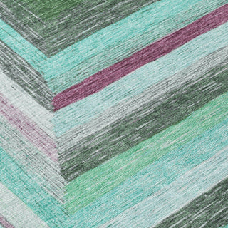 Piper Looms Chantille Geometric ACN1957 Teal Machine Washable Area Rug Swatch Image