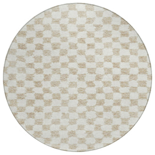 Piper Looms Chantille Geometric ACN1958 Beige Machine Washable Area Rug Round Main Image