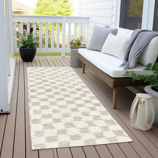 Piper Looms Chantille Geometric ACN1958 Beige Machine Washable Area Rug Runner Outdoor Lifestyle Image Feature
