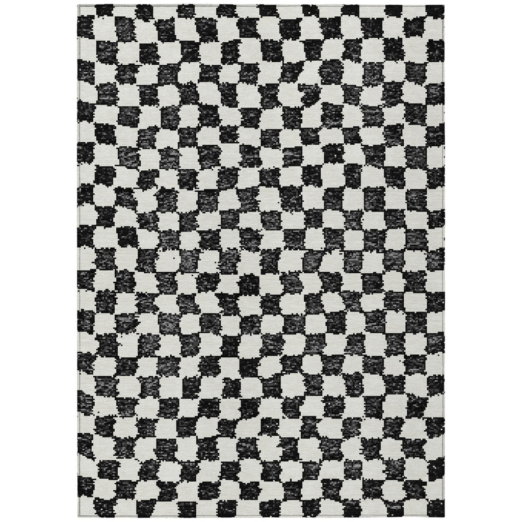 Piper Looms Chantille Geometric ACN1958 Black Machine Washable Area Rug main image
