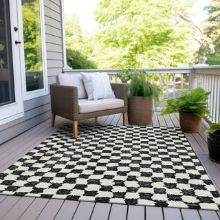Piper Looms Chantille Geometric ACN1958 Black Machine Washable Area Rug Outdoor Lifestyle Image Feature