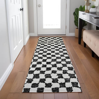 Piper Looms Chantille Geometric ACN1958 Black Machine Washable Area Rug Runner Lifestyle Image Feature