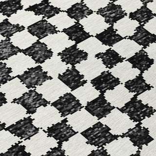Piper Looms Chantille Geometric ACN1958 Black Machine Washable Area Rug Swatch Image