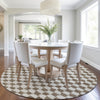 Piper Looms Chantille Geometric ACN1958 Brown Machine Washable Area Rug Round Lifestyle Image Feature