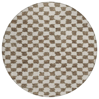 Piper Looms Chantille Geometric ACN1958 Brown Machine Washable Area Rug Round Main Image