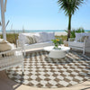 Piper Looms Chantille Geometric ACN1958 Brown Machine Washable Area Rug Round Outdoor Lifestyle Image Feature