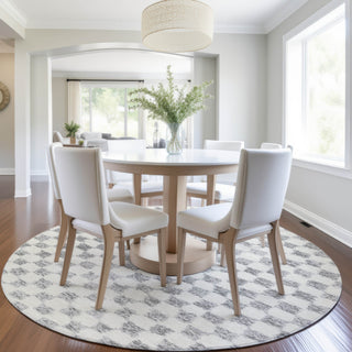 Piper Looms Chantille Geometric ACN1958 Gray Machine Washable Area Rug Round Lifestyle Image Feature