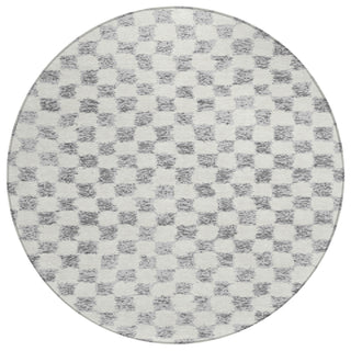 Piper Looms Chantille Geometric ACN1958 Gray Machine Washable Area Rug Round Main Image