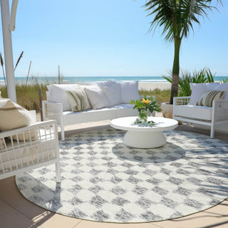 Piper Looms Chantille Geometric ACN1958 Gray Machine Washable Area Rug Round Outdoor Lifestyle Image Feature