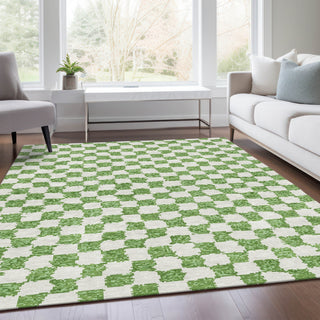 Piper Looms Chantille Geometric ACN1958 Green Machine Washable Area Rug Lifestyle Image Feature