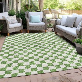 Piper Looms Chantille Geometric ACN1958 Green Machine Washable Area Rug Outdoor Lifestyle Image Feature