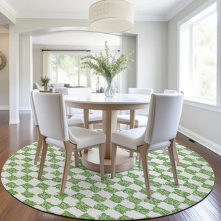 Piper Looms Chantille Geometric ACN1958 Green Machine Washable Area Rug Round Lifestyle Image Feature
