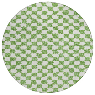 Piper Looms Chantille Geometric ACN1958 Green Machine Washable Area Rug Round Main Image