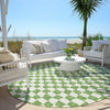 Piper Looms Chantille Geometric ACN1958 Green Machine Washable Area Rug Round Outdoor Lifestyle Image Feature