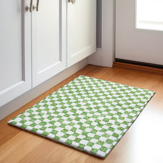 Piper Looms Chantille Geometric ACN1958 Green Machine Washable Area Rug Scatter Lifestyle Image Feature