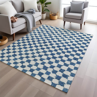 Piper Looms Chantille Geometric ACN1958 Navy Machine Washable Area Rug Lifestyle Image Feature