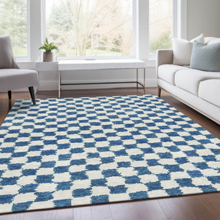 Piper Looms Chantille Geometric ACN1958 Navy Machine Washable Area Rug Lifestyle Image Feature