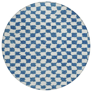 Piper Looms Chantille Geometric ACN1958 Navy Machine Washable Area Rug Round Main Image