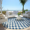 Piper Looms Chantille Geometric ACN1958 Navy Machine Washable Area Rug Round Outdoor Lifestyle Image Feature