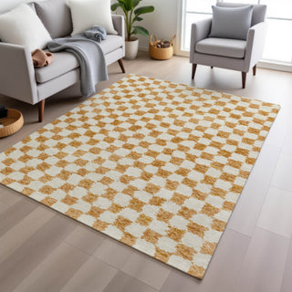 Piper Looms Chantille Geometric ACN1958 Orange Machine Washable Area Rug Lifestyle Image Feature