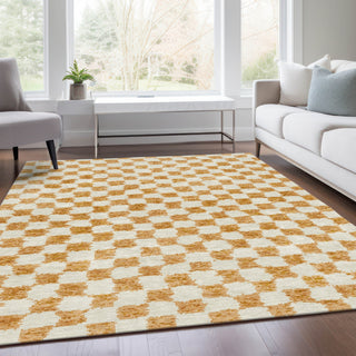 Piper Looms Chantille Geometric ACN1958 Orange Machine Washable Area Rug Lifestyle Image Feature