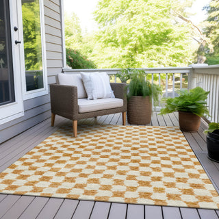 Piper Looms Chantille Geometric ACN1958 Orange Machine Washable Area Rug Outdoor Lifestyle Image Feature