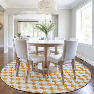 Piper Looms Chantille Geometric ACN1958 Orange Machine Washable Area Rug Round Lifestyle Image Feature