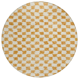 Piper Looms Chantille Geometric ACN1958 Orange Machine Washable Area Rug Round Main Image