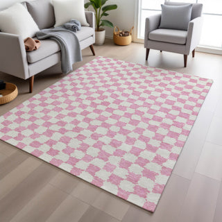 Piper Looms Chantille Geometric ACN1958 Pink Machine Washable Area Rug Lifestyle Image Feature
