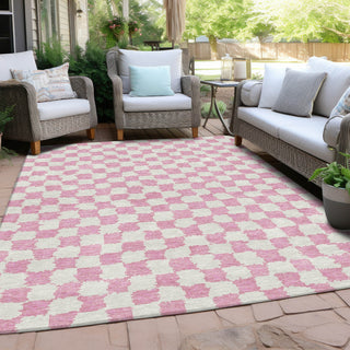 Piper Looms Chantille Geometric ACN1958 Pink Machine Washable Area Rug Outdoor Lifestyle Image Feature