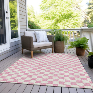 Piper Looms Chantille Geometric ACN1958 Pink Machine Washable Area Rug Outdoor Lifestyle Image Feature