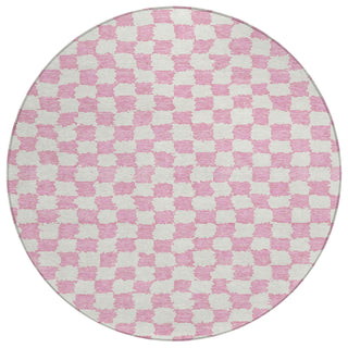 Piper Looms Chantille Geometric ACN1958 Pink Machine Washable Area Rug Round Main Image