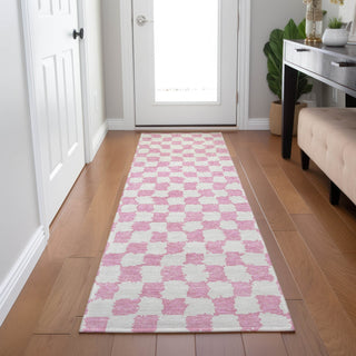 Piper Looms Chantille Geometric ACN1958 Pink Machine Washable Area Rug Runner Lifestyle Image Feature