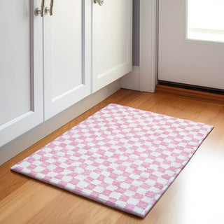 Piper Looms Chantille Geometric ACN1958 Pink Machine Washable Area Rug Scatter Lifestyle Image Feature