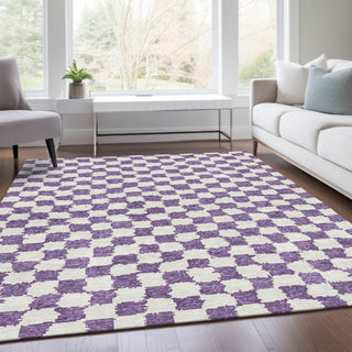 Piper Looms Chantille Geometric ACN1958 Purple Machine Washable Area Rug Lifestyle Image Feature