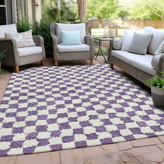 Piper Looms Chantille Geometric ACN1958 Purple Machine Washable Area Rug Outdoor Lifestyle Image Feature
