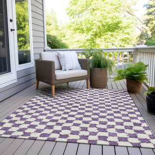 Piper Looms Chantille Geometric ACN1958 Purple Machine Washable Area Rug Outdoor Lifestyle Image Feature