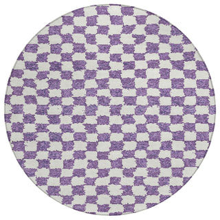 Piper Looms Chantille Geometric ACN1958 Purple Machine Washable Area Rug Round Main Image