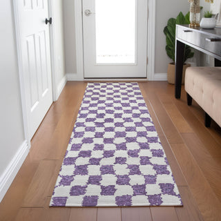 Piper Looms Chantille Geometric ACN1958 Purple Machine Washable Area Rug Runner Lifestyle Image Feature