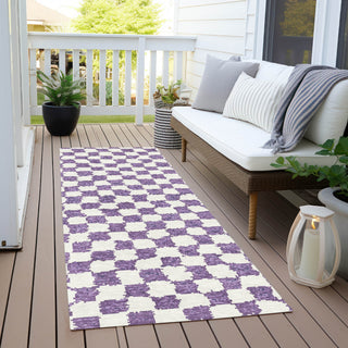 Piper Looms Chantille Geometric ACN1958 Purple Machine Washable Area Rug Runner Outdoor Lifestyle Image Feature