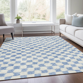 Piper Looms Chantille Geometric ACN1958 Sky Machine Washable Area Rug Lifestyle Image Feature