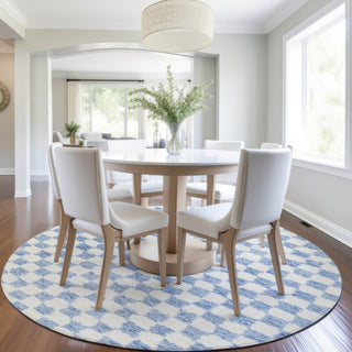 Piper Looms Chantille Geometric ACN1958 Sky Machine Washable Area Rug Round Lifestyle Image Feature