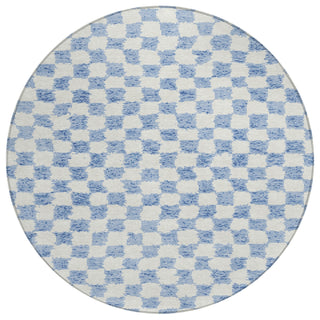 Piper Looms Chantille Geometric ACN1958 Sky Machine Washable Area Rug Round Main Image