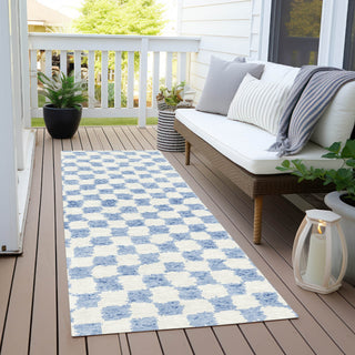 Piper Looms Chantille Geometric ACN1958 Sky Machine Washable Area Rug Runner Outdoor Lifestyle Image Feature