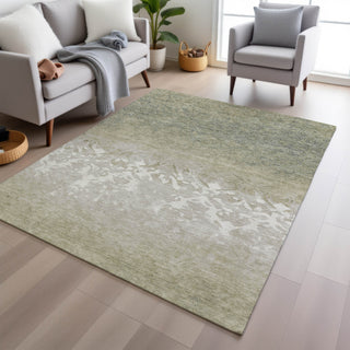 Piper Looms Chantille Damask ACN1959 Beige Machine Washable Area Rug Lifestyle Image Feature