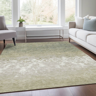 Piper Looms Chantille Damask ACN1959 Beige Machine Washable Area Rug Lifestyle Image Feature